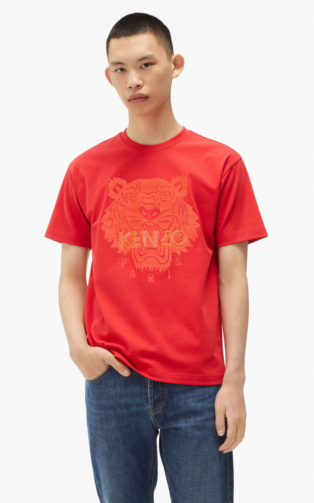 Kenzo Tiger loose fitting T-shirts Herre - Rød DK-183129